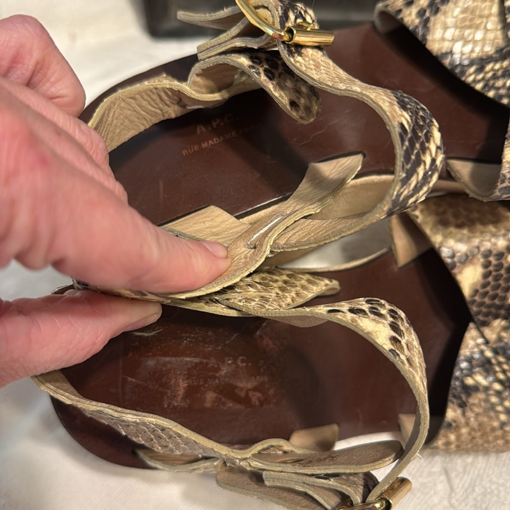 Apc Snakeskin Python Juliette Sandals Wedges Sued… - image 7